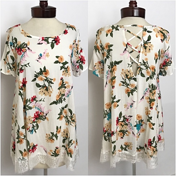 📍SALE Flowy Relaxed Lace CrissCross Floral TopSML - Picture 5 of 8